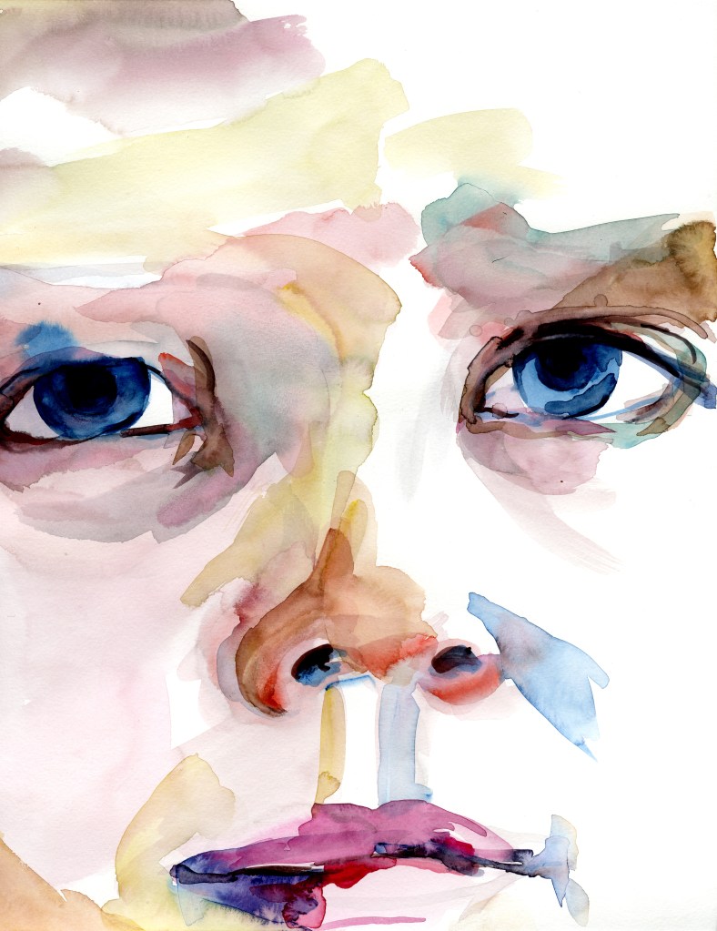 Sad Baby Eyes in watercolor